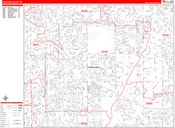 Fountain Valley Wall Map Zip Code Red Line Style 2026